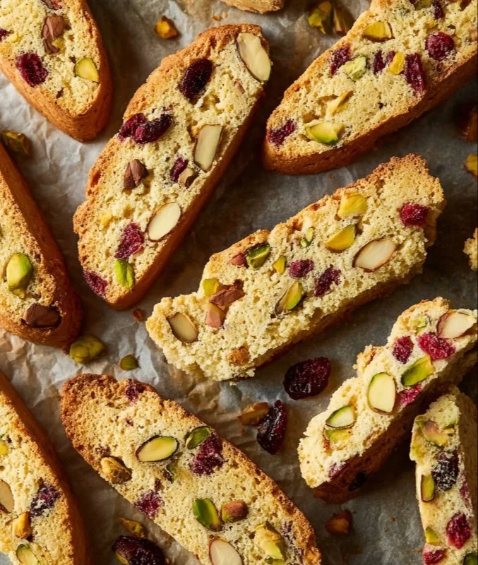 Delicious low carb almond flour biscotti on a rustic wooden table