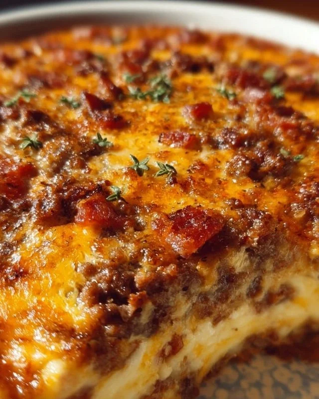 Low-Carb Bacon Cheeseburger Casserole