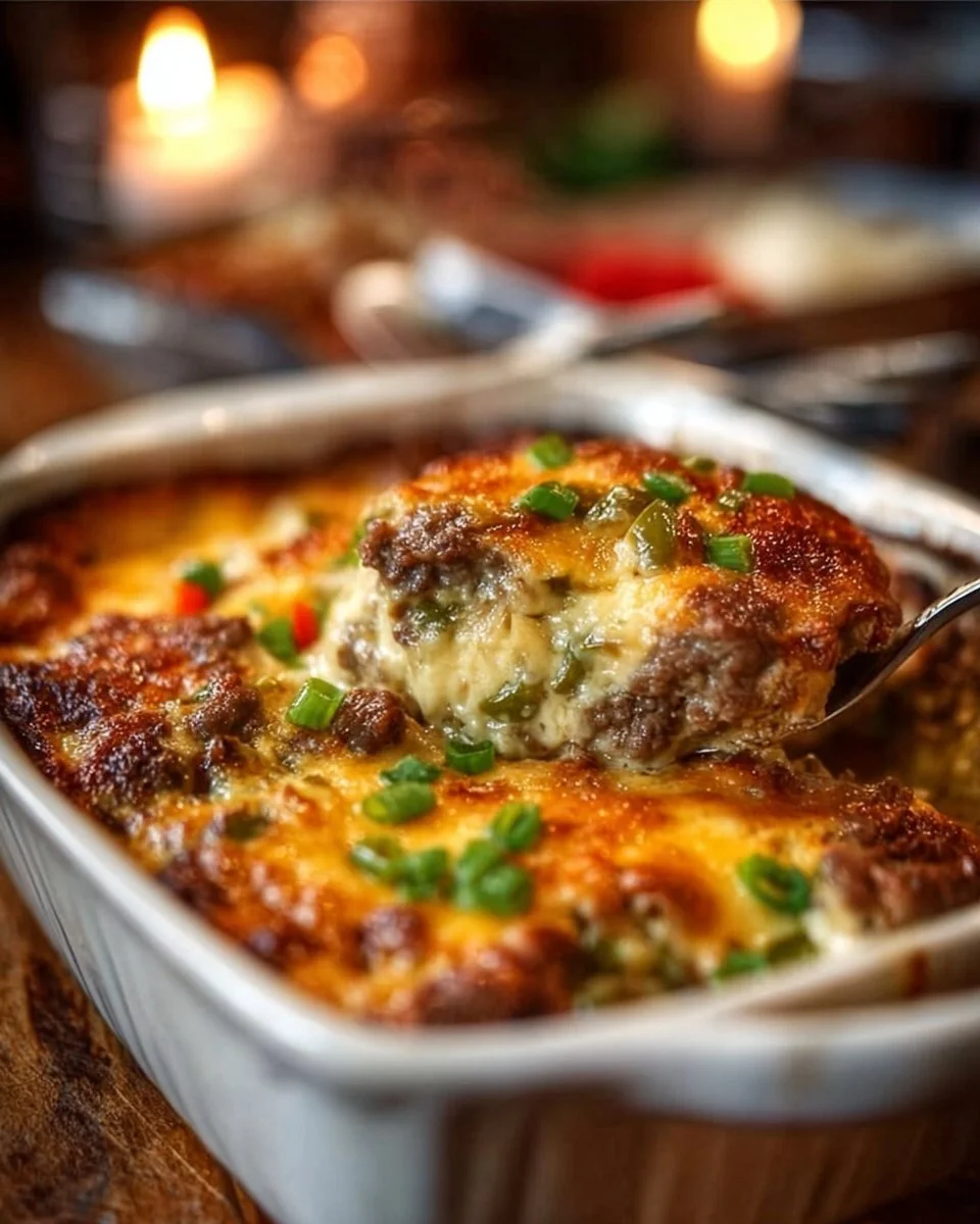 Low Carb Philly Cheesesteak Casserole