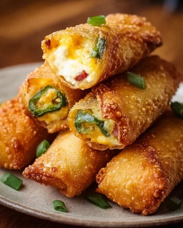 Crispy mini jalapeno popper egg rolls filled with cheese and jalapenos