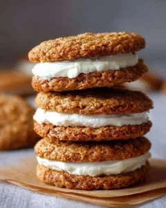 Oatmeal Cream Pie Cookies with creamy filling and soft oatmeal cookies