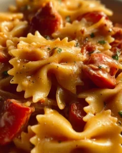 Delicious One Pot Creamy Cajun Sausage Pasta served in a bowl.