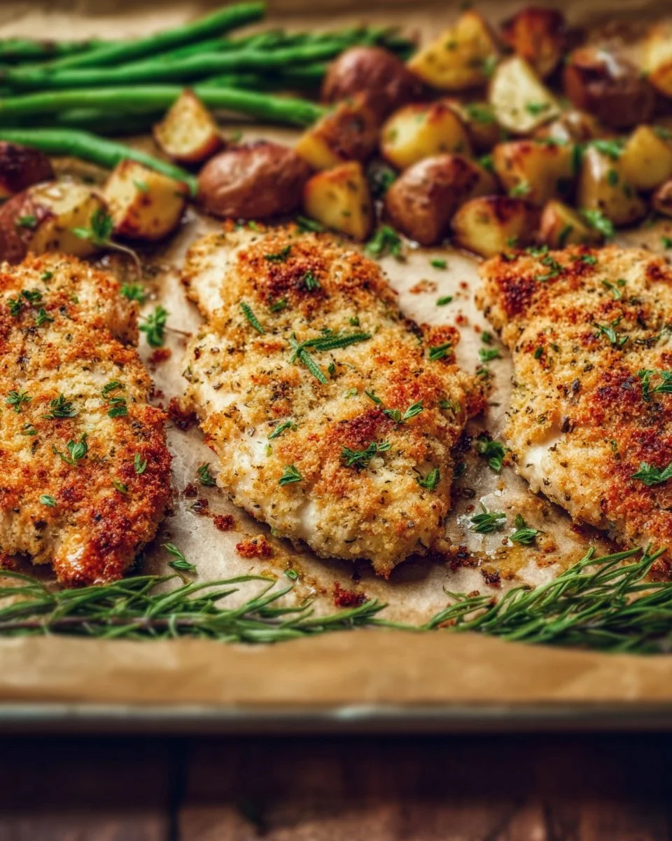 Parmesan Crusted Chicken Sheet Pan Dinner