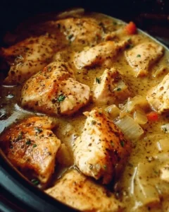 Delicious Ranch Chicken in a Crock Pot, a perfect easy meal.