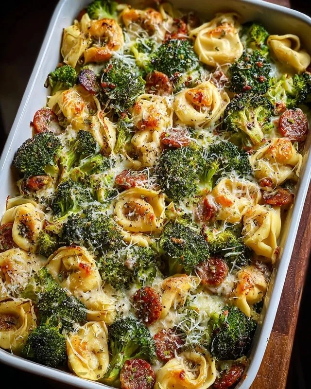 Sheet Pan Broccoli Tortellini Bake