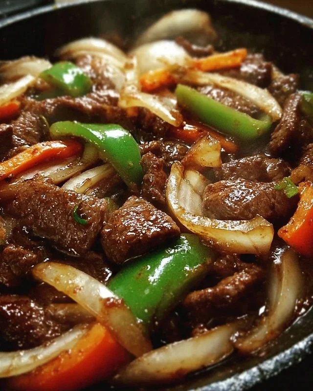 Sizzling Chinese Pepper Steak with Onions