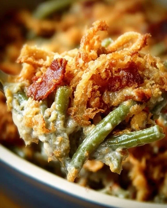 Slow Cooker Bacon Cheese Green Bean Casserole