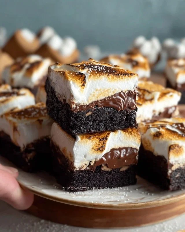 S’mores Brownies! These incredibly delicious brownies have a cookie crust and super fudgy brownie.