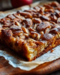 Sourdough apple fritter focaccia topped with caramelized apples and icing.