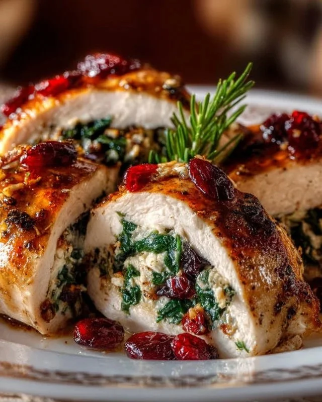Spinach & Cranberry Stuffed Chicken Breasts