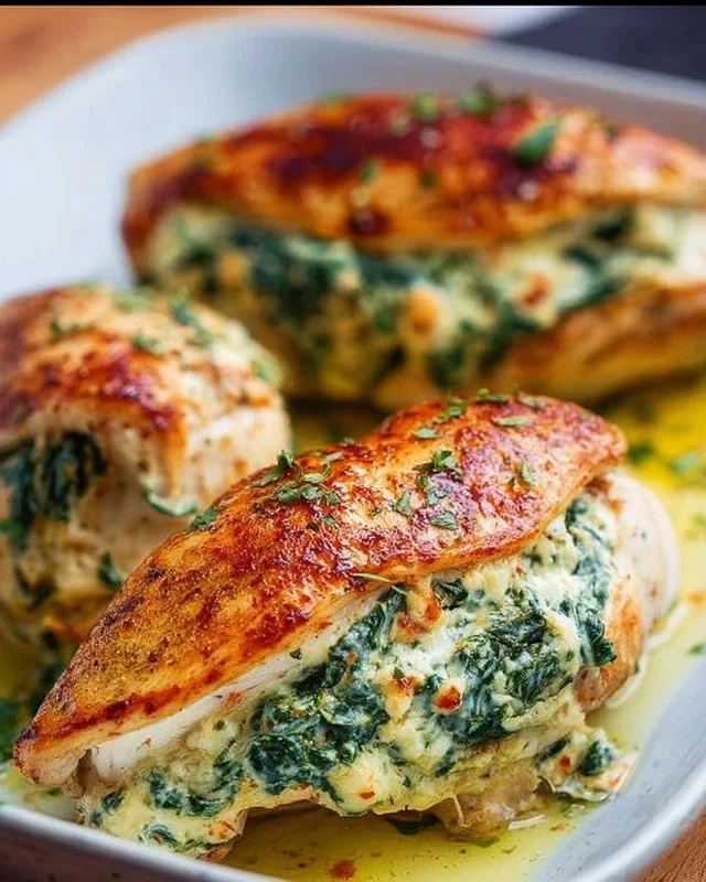 Spinach Stuffed Chicken Breasts - a healthy low carb dinner option!
