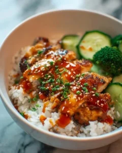 Sticky chicken rice bowls with tender chicken and savory rice