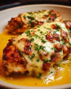 Delicious Texas Roadhouse smothered chicken topped with Jack cheese