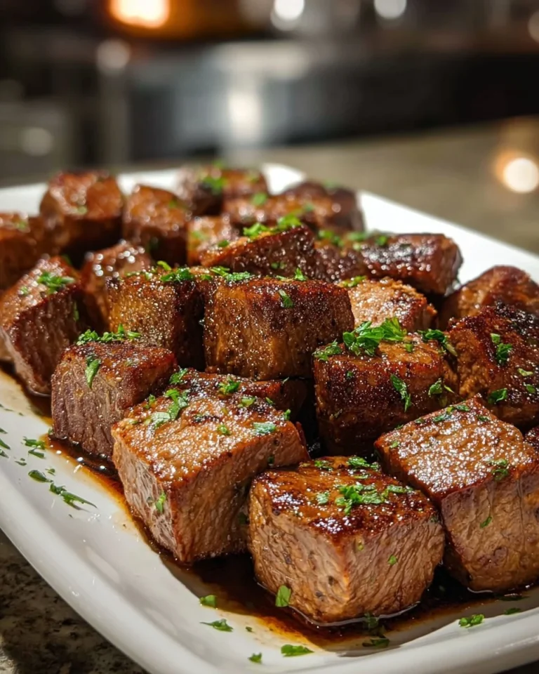 Delicious Texas Roadhouse steak bites served on a platter
