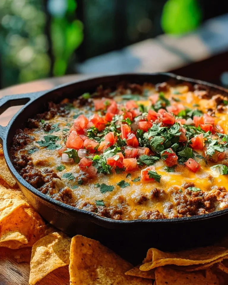 Bowl of Texas Trash Dip, loaded with cheese and flavors for a delicious snack