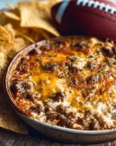 Delicious 5-ingredient football dip served in a bowl for game day.
