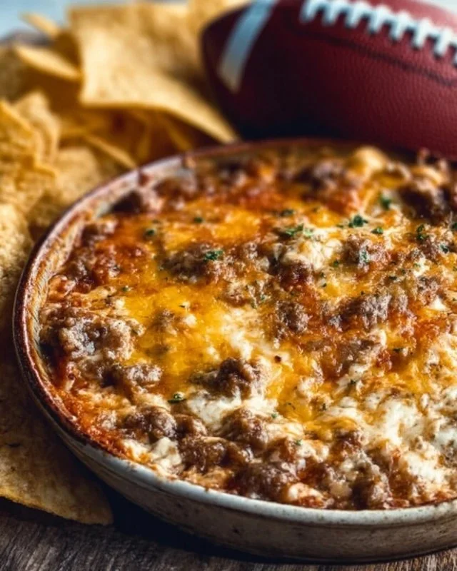 Delicious 5-ingredient football dip served in a bowl for game day.