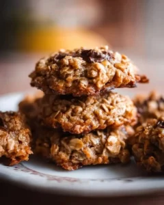 Delicious homemade Banana Oatmeal Cookies with oats and ripe bananas