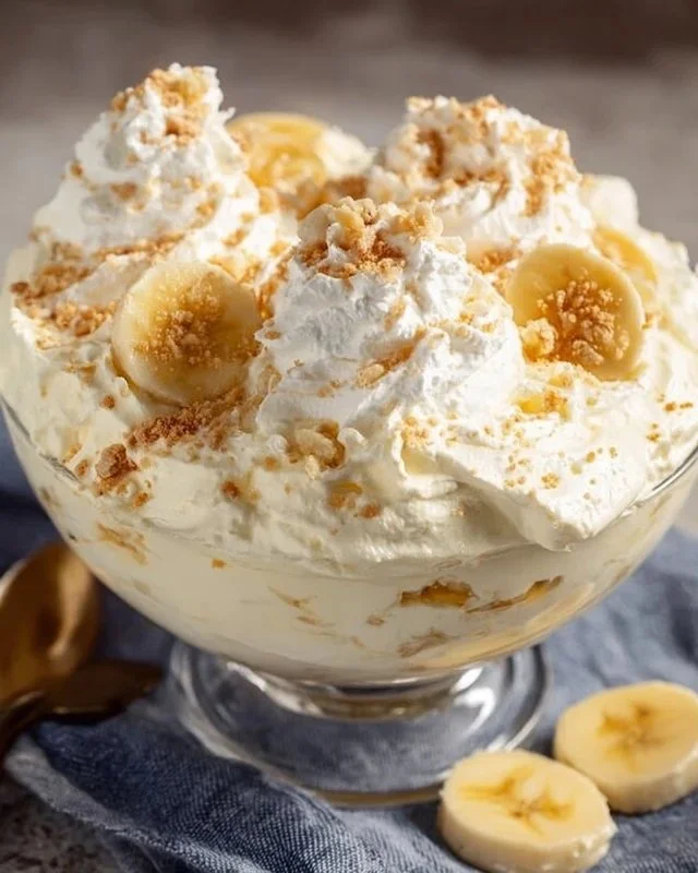 Banana Pudding Fluff is a dessert salad - it's banana fluff and a banana pudding recipe all i… | Banana dessert recipes, Fluff salad recipes, Banana pudding recipes