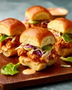 Delicious Bang Bang Chicken sliders served on a platter