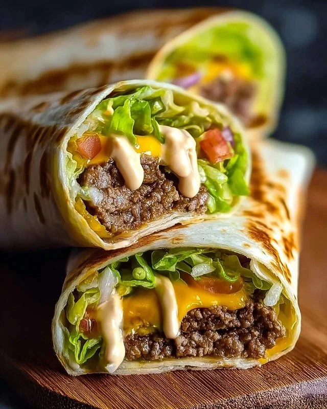 Delicious Big Mac Wraps made with fresh ingredients and topped with special sauce