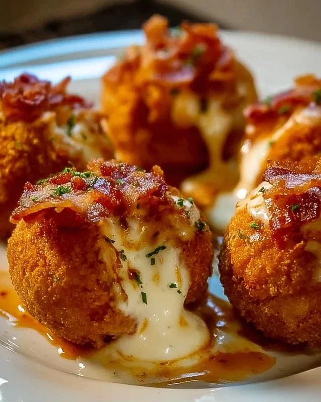 Buffalo Chicken Bombs filled with bacon and mozzarella for game day.