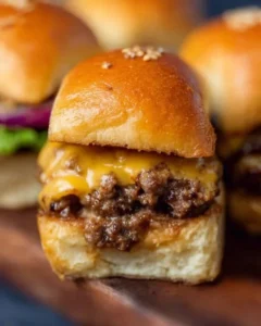 Delicious cheeseburger sliders ready to be served.