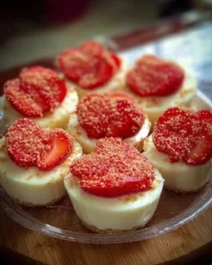 Cheesecake deviled strawberries topped with whipped cream and graham cracker crumbs.
