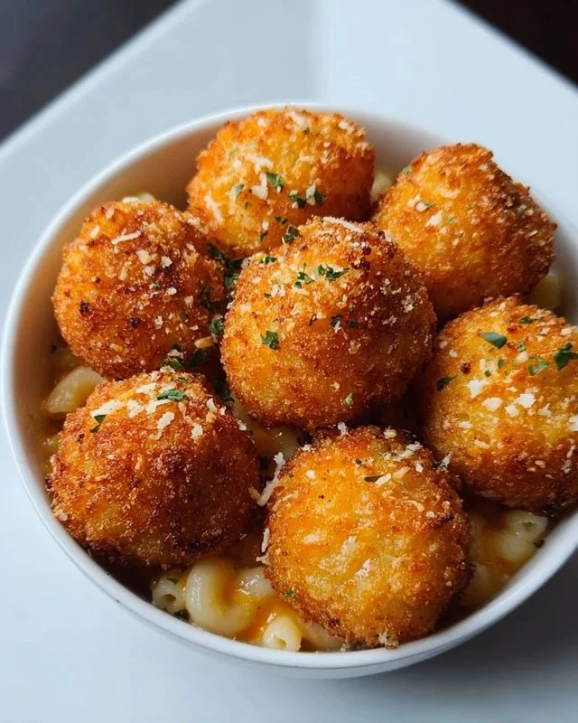 Air fryer fried macaroni and cheese balls from the Cheesecake Factory