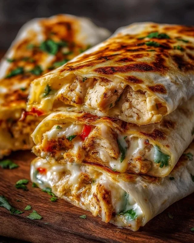 Cheesy Garlic Chicken Wraps
