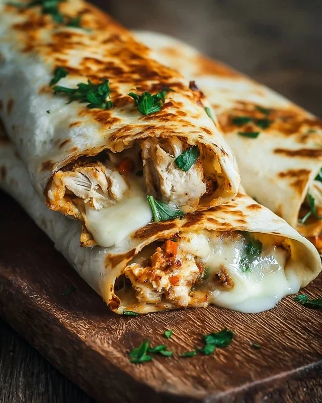 Cheesy Garlic Chicken Wraps