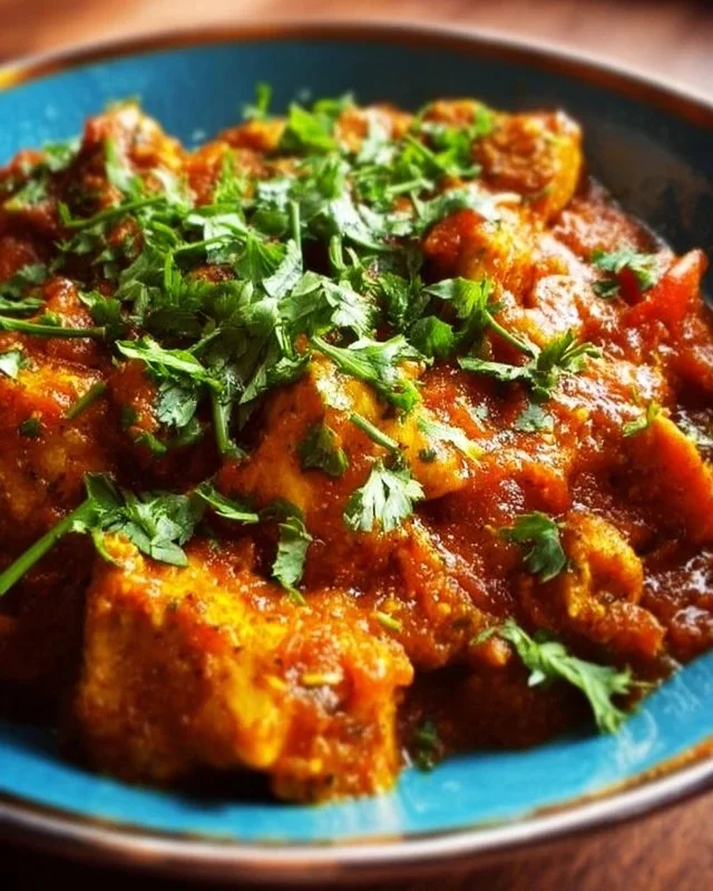 Delicious Chicken Bhuna, a spiced fried chicken dish served on a plate