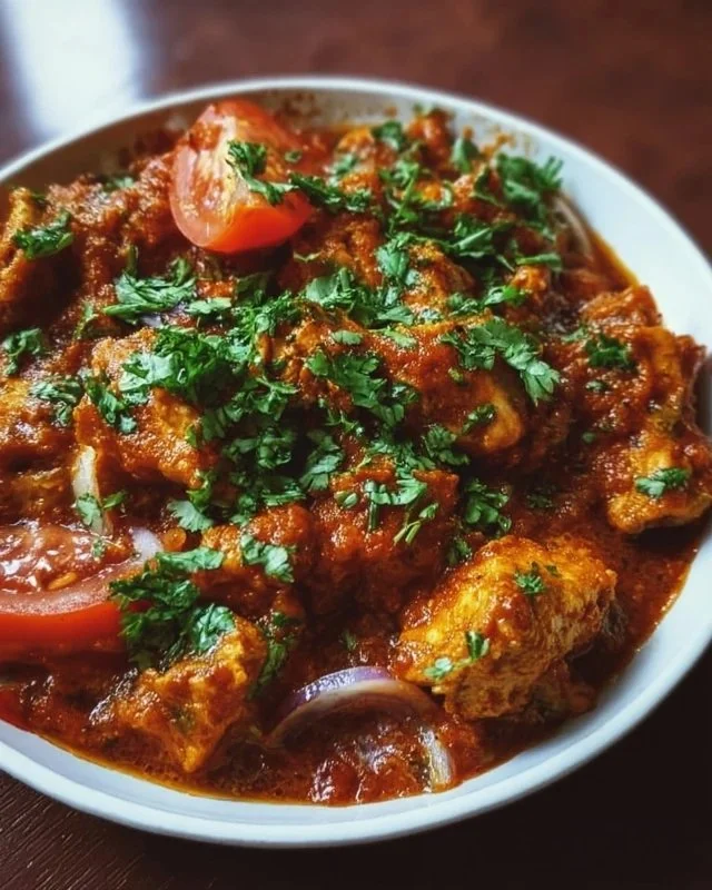 Chicken Bhuna translates to "Fried Chicken" in English.