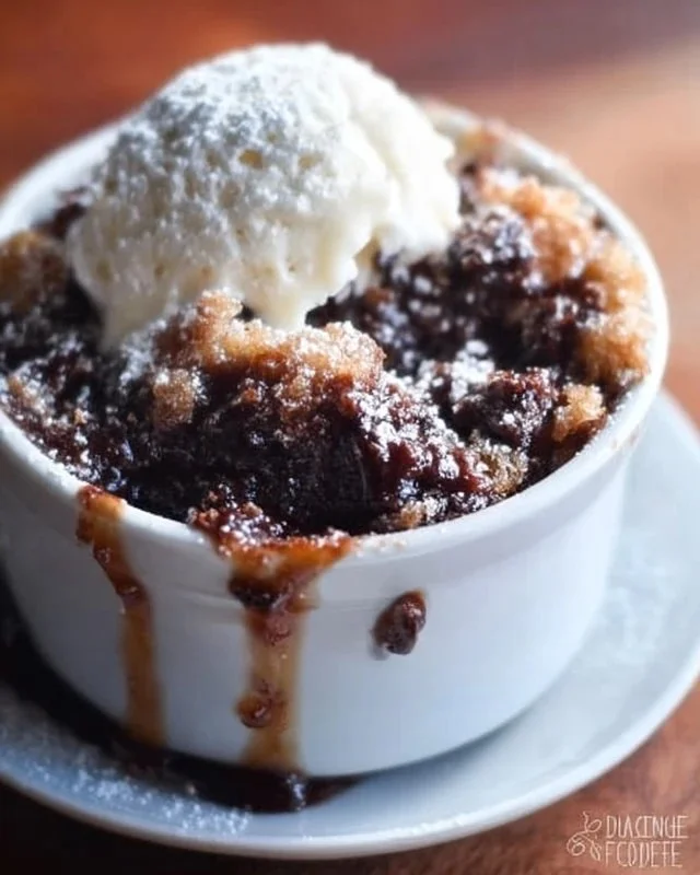 Delicious homemade Chocolate Cobbler with rich chocolate sauce and toppings