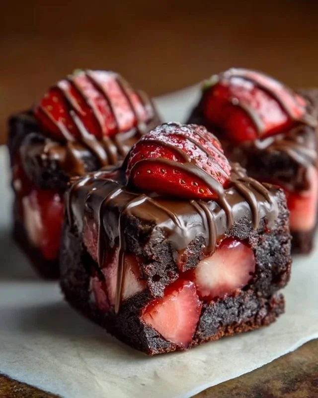 Chocolate Covered Strawberry Brownies