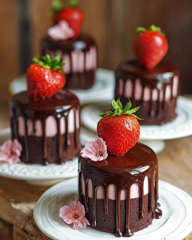 Chocolate-Covered Strawberry Mini Cakes