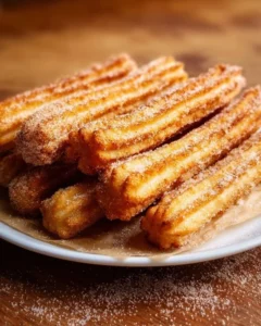Delicious churros sticks served with chocolate dipping sauce.