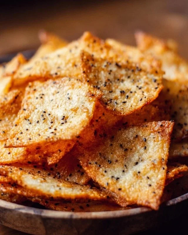 A bowl of cottage cheese chips, a crunchy high-protein snack.