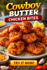 Delicious Cowboy Butter Chicken Bites served on a plate, showcasing rich flavors