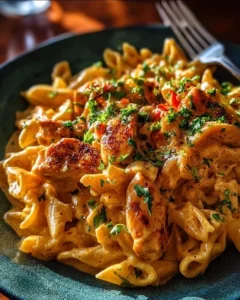 Delicious Cowboy Butter Chicken Pasta served in a creamy sauce