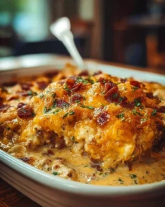 Delicious Cowboy Casserole served in a rustic dish, showcasing ease of preparation.
