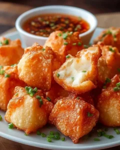 Crispy Crab Rangoon Bombs filled with cream cheese and crab meat