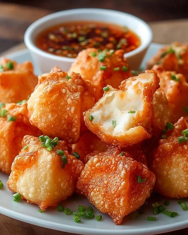 Crispy Crab Rangoon Bombs filled with cream cheese and crab meat