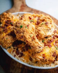 Delicious serving of Crack Chicken in a bowl, garnished with herbs.