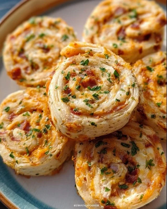 Delicious Crack Chicken Pinwheels served on a platter