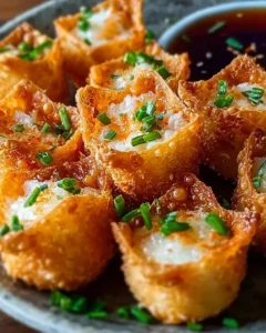 Plate of crispy crab rangoon bombs, a perfect appetizer for gatherings.
