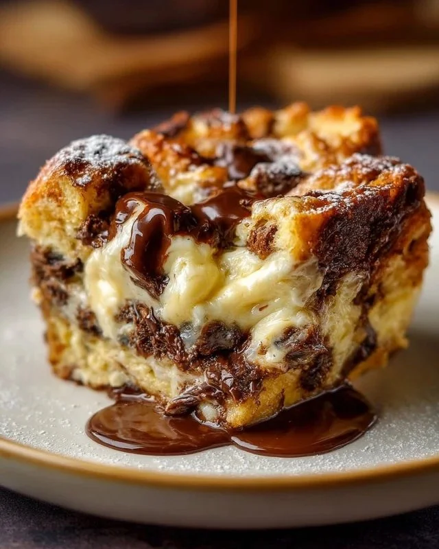 Decadent Chocolate & Cream Cheese Bread Pudding