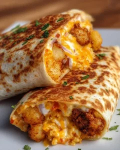 Delicious easy cheesy potato burritos filled with melted cheese and seasoned potatoes.