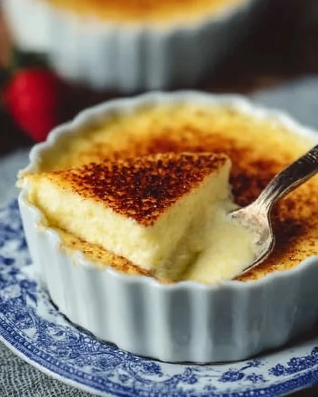 Bowl of easy homemade egg custard topped with nutmeg