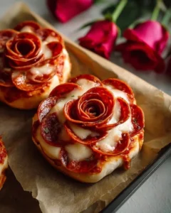 Delicious and creative pizza roses, perfect for Valentine's Day celebration.